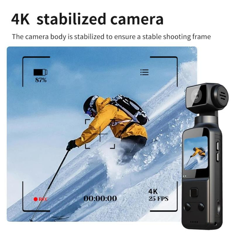 4K Action Recording Camera, 270 Degree Rotatable Video Camera with 1.33 Inch CMOS, Anti-Shake Action Camera for Vlogging, Video Recording