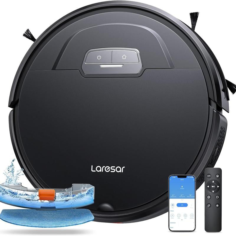 Laresar【3-In-1】Vacuum & Mop Robot Vacuum, 4500Pa Strong Suction Carpet Auto-Boost Robotic Vacuum Cleaner, Self-Charging, Remote&Voice Control, Anti-Collision and Boundary Strips Robot Vacuum