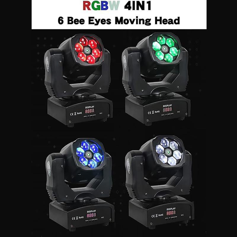 SHEHDS Beam Stage Light 6X15W RGBW Moving Head Light for DJ Disco Christmas Wedding Party DMX512