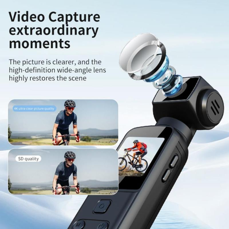 4K Action Recording Camera, 270 Degree Rotatable Video Camera with 1.33 Inch CMOS, Anti-Shake Action Camera for Vlogging, Video Recording