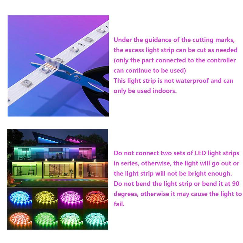 LED Strip Light, RGB Color Changing LED Light Strip with Remote Control, Music Sync LED Light Strip for Bedroom Kitchen Party