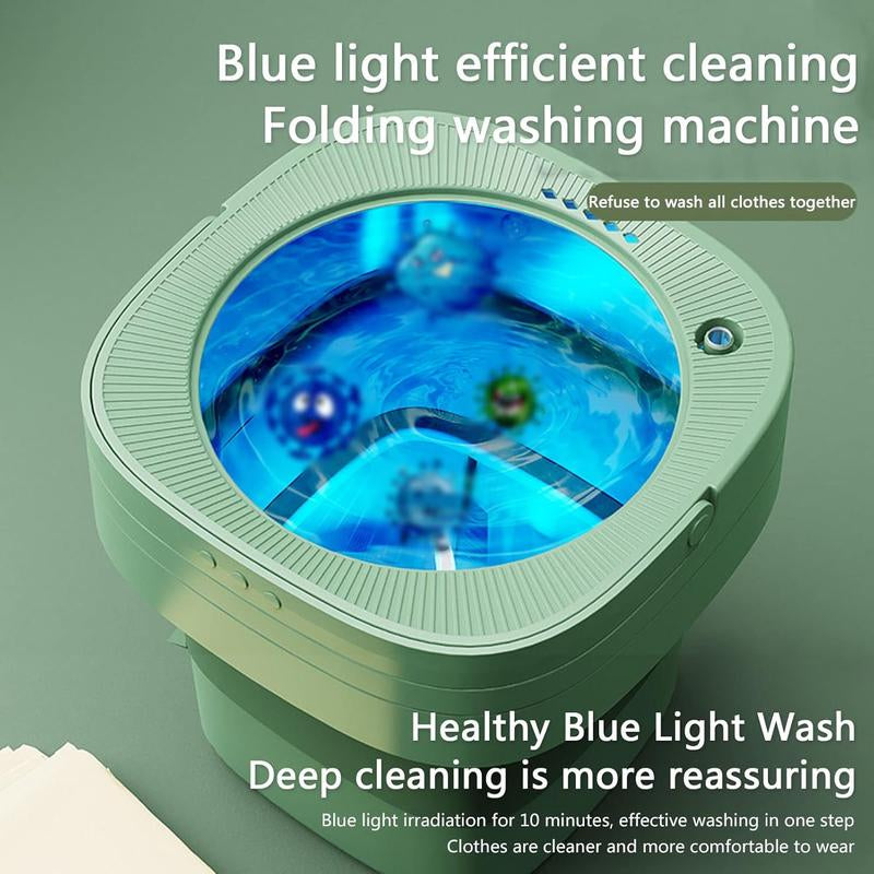 Portable Washing Machine Mini Washer with Drain Basket, Foldable Small Washer Deep Cleaning for Underwear, Socks, Baby Clothes, Travel, Camping, RV, Dorm, Apartment (Purple+Blue Light) Mini Washing Portable Washing Mini Washing