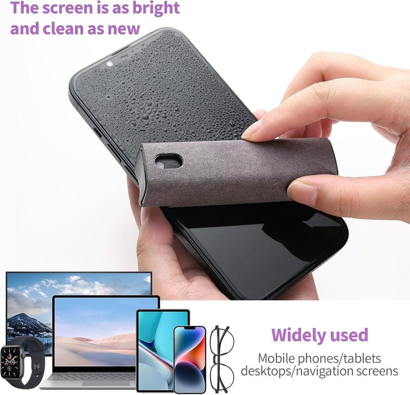 Touchscreen Screen Cleaner Kit - 2 Pcs, Phone, Tablet & Car Screen Cleaner, Two in One Spray & Microfiber Cloth (Grey & Pink)