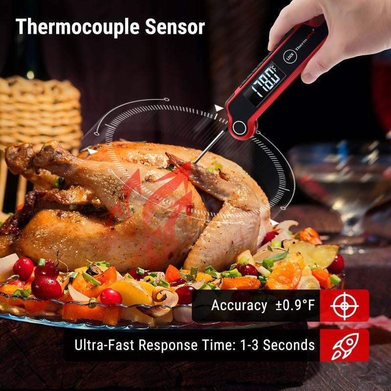 [Grill Gadget] Thermopro Instant Read Digital Meat Thermometer, Auto-Rotating Display, Waterproof Cooking Thermometer for BBQ, Grill, Kitchen