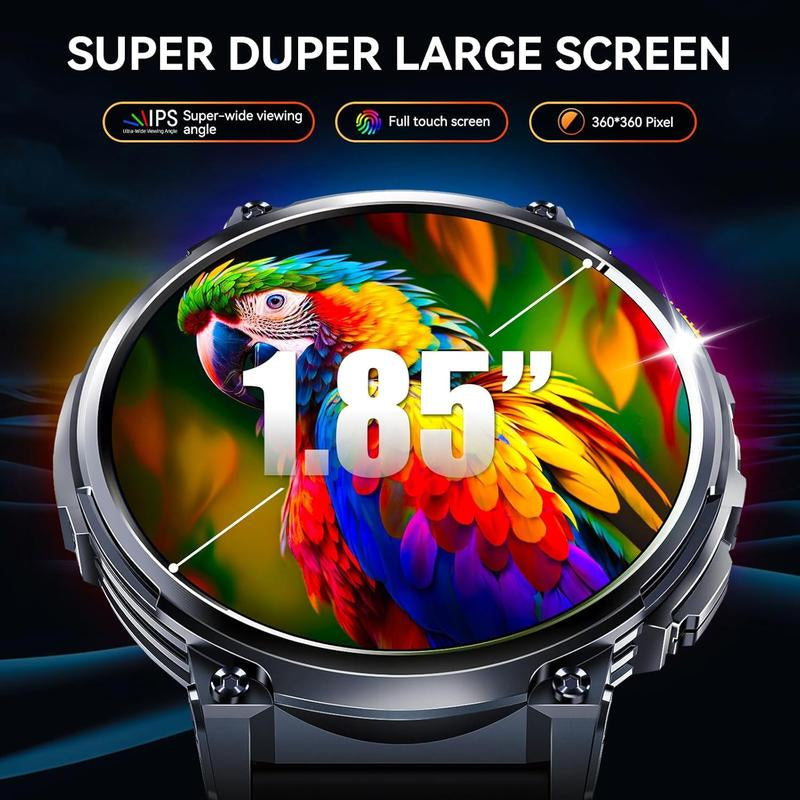 Smart Watch with LED Flashlight 1.85” Big Screen Rugged Smart Watch 730Mah Large Battery 114 Sports Modes Fitness Watch Heart Rate Sleep Tracker Tactical Smartwatch for Ios Android