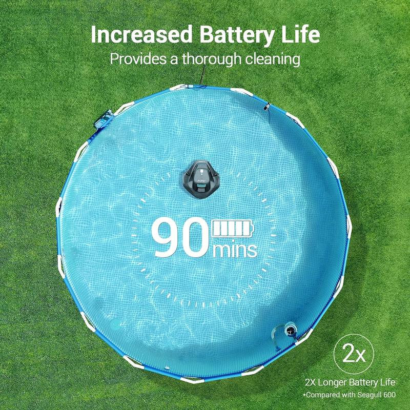 AIPER Cordless Robotic Pool Cleaner, Pool Vacuum with Dual-Drive Motors, Self-Parking Technology, Lightweight, Perfect for Above-Ground/In-Ground Flat Pools up to 40 Feet (Lasts 90 Mins)