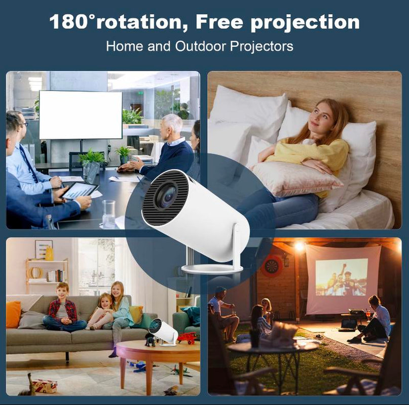 Haoye Portable Projector,Smart Projector,Android TV 11.0, Bluetooth 5.2, Wi-Fi 2.4G/5G, 200 Inch Screen, Portable Design for Home & Outdoor Use Audio