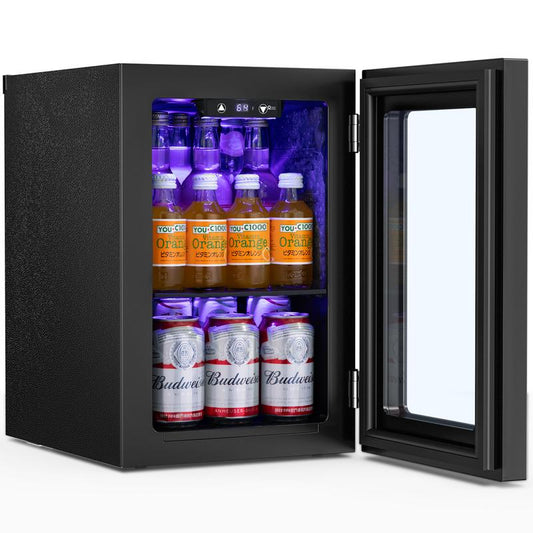 Antarctic Star Wine Cooler 0.6Cu. Ft. Freestanding Mini Fridge, 4-Bottle Red Wine with 6-Can Beverage Refrigerator, Quiet Compressor, LED Light and Display, 40-61 ℉, Black