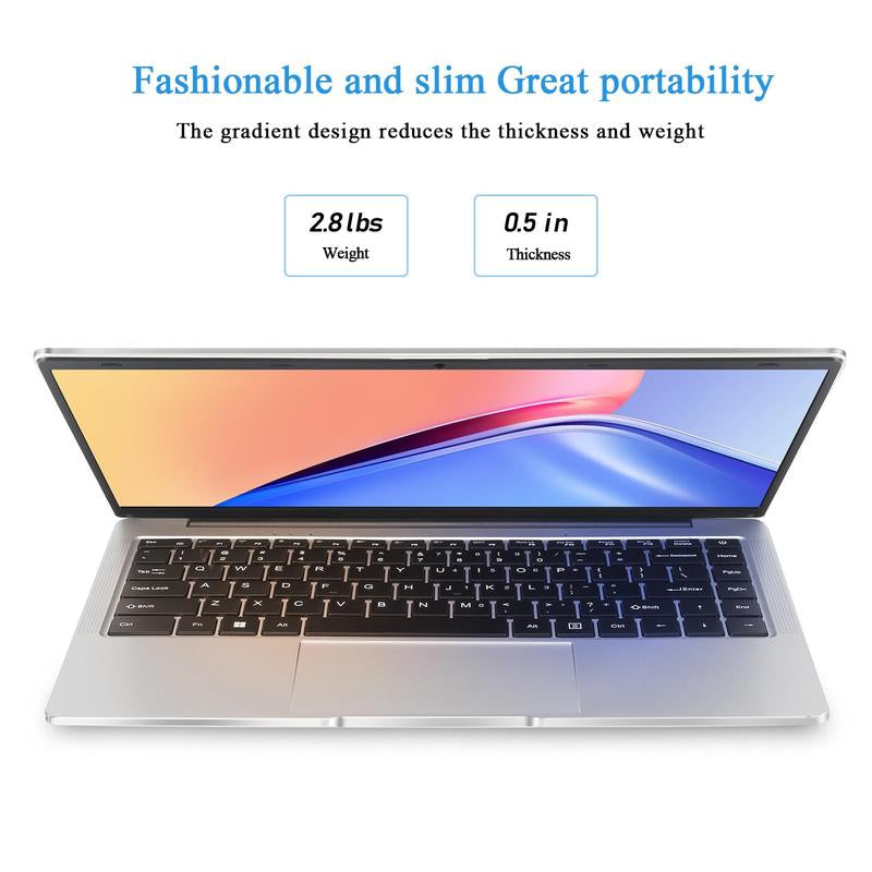 14 Inch Windows 11 Pro Laptop Computer, 8GB DDR4 RAM, 512GB M.2 SATA SSD, 2-2.5 Ghz Intel Celeron J4105 Processor