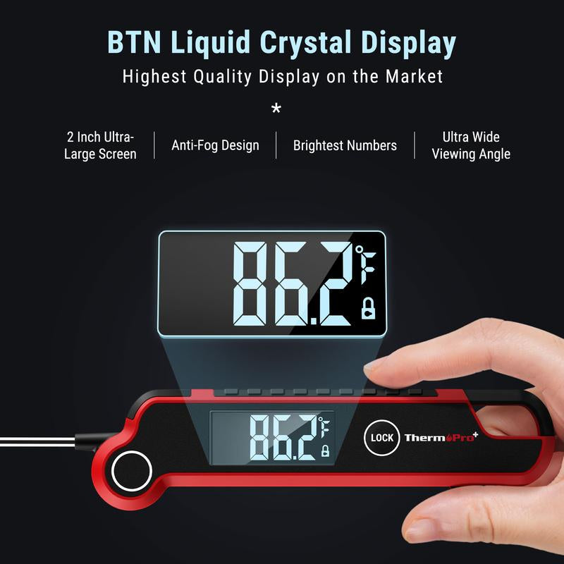 [Grill Gadget] Thermopro Instant Read Digital Meat Thermometer, Auto-Rotating Display, Waterproof Cooking Thermometer for BBQ, Grill, Kitchen