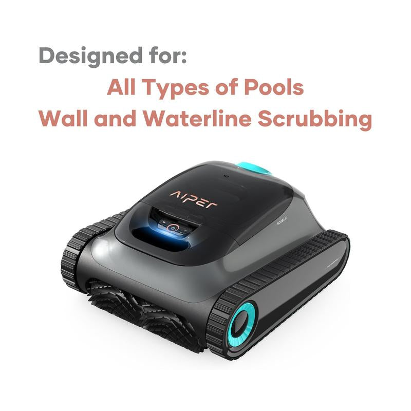 AIPER Cordless Robotic Pool Cleaner, Pool Vacuum with Dual-Drive Motors, Self-Parking Technology, Lightweight, Perfect for Above-Ground/In-Ground Flat Pools up to 40 Feet (Lasts 90 Mins)