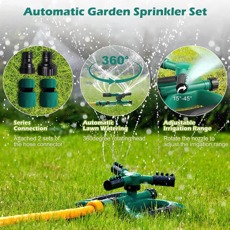 IDELLETTE Lawn Sprinkler for Yard, Garden Water Sprinklers, Automatic 360 Degree Rotating Adjustable Water Sprinklers, 3600 Coverage Automatic Underground Sprinkler Systems for Lawn 3/4" Garden Hose