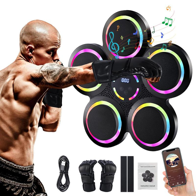 【 New Upgrade 】 Intelligent LED Music Boxing Machine with Boxing Gloves, Wall Mounted Home and Gym Exercise Boxing Equipment, Gift for Boys and Girls