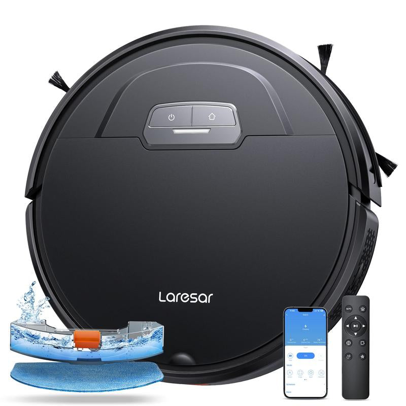 Laresar【3-In-1】Vacuum & Mop Robot Vacuum, 4500Pa Strong Suction Carpet Auto-Boost Robotic Vacuum Cleaner, Self-Charging, Remote&Voice Control, Anti-Collision and Boundary Strips Robot Vacuum