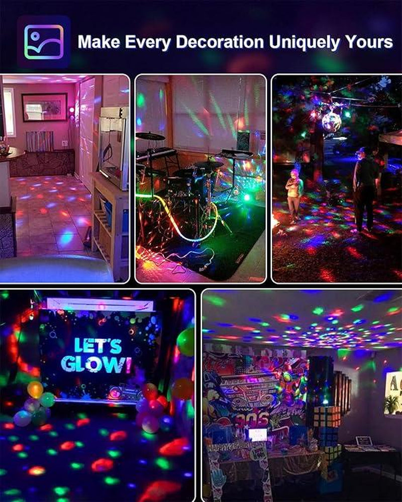 2-Pack Sound Activated Party Lights with Remote – Disco Ball DJ Strobe Lamps for Dance Parties, Birthday, Christmas, Halloween, and Room Decor