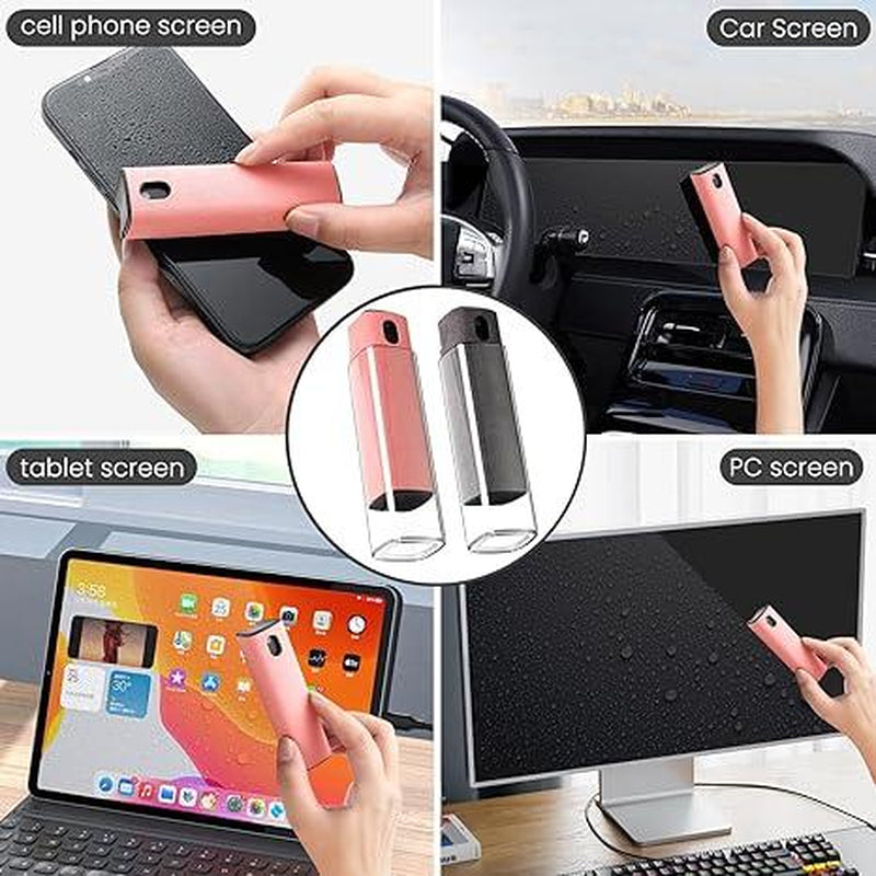 Touchscreen Screen Cleaner Kit - 2 Pcs, Phone, Tablet & Car Screen Cleaner, Two in One Spray & Microfiber Cloth (Grey & Pink)