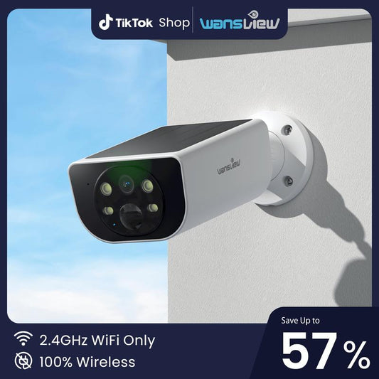 Wansview 2.4Ghz Wifi Home Security Cameras Continuous Solar Power - Security Cameras Wireless for Outdoor, Sd/Cloud Storage (Optional), Waterproof, 2K Color Night Vision, Works with Alexa/Google Home, Camara De Seguridad