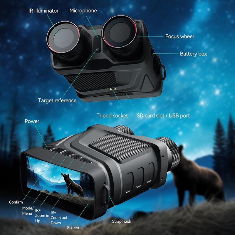 1080P Full-Color Dual Tube Night Vision Goggles with 800M Infrared Telescope, Ideal for Outdoor Camping and Exploration