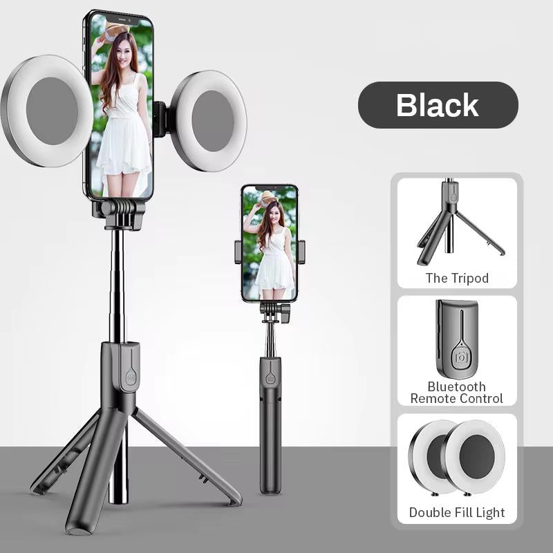 4 in 1 Wireless Bluetooth Compatible Selfie Stick LED Ring Light Extendable Handheld Monopod Live Tripod for Iphone 16 15 14 13 SZKOSTON