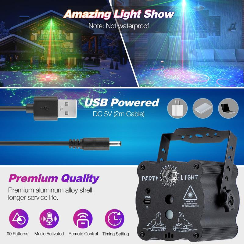 USB Powered DJ Disco Stage Party Light, Sound Activated Light with Remote Control, Novelty Lighting for Karaoke Pub KTV Bar Dance