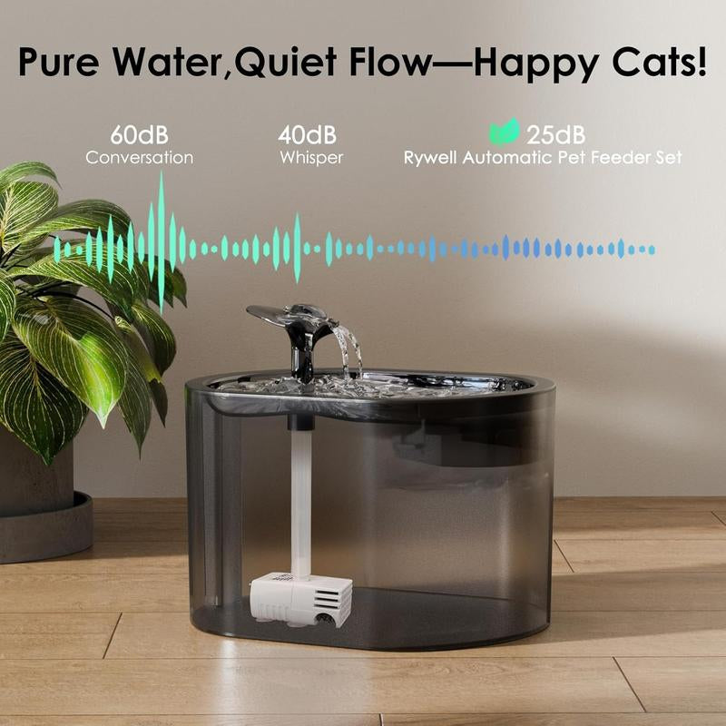 Automatic Pet Feeder & Water Fountain, App Control 3L Cat Food Dispenser, 85Oz/2.5L Automatic Water Dispenser, Dual Power Supply with Voice Recorder