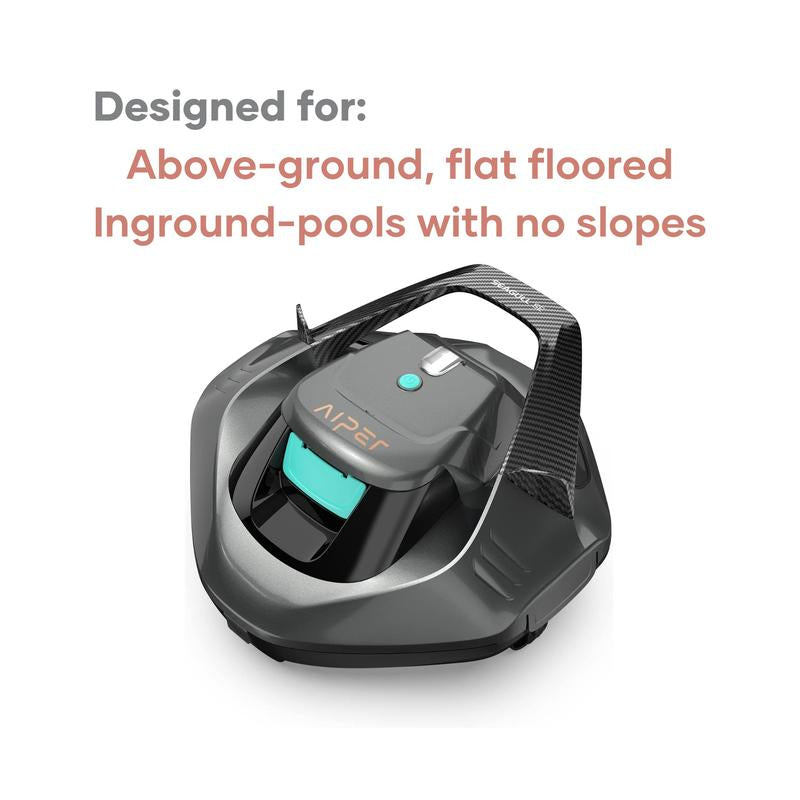 AIPER Cordless Robotic Pool Cleaner, Pool Vacuum with Dual-Drive Motors, Self-Parking Technology, Lightweight, Perfect for Above-Ground/In-Ground Flat Pools up to 40 Feet (Lasts 90 Mins)