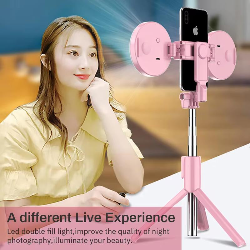 4 in 1 Wireless Bluetooth Compatible Selfie Stick LED Ring Light Extendable Handheld Monopod Live Tripod for Iphone 16 15 14 13 SZKOSTON