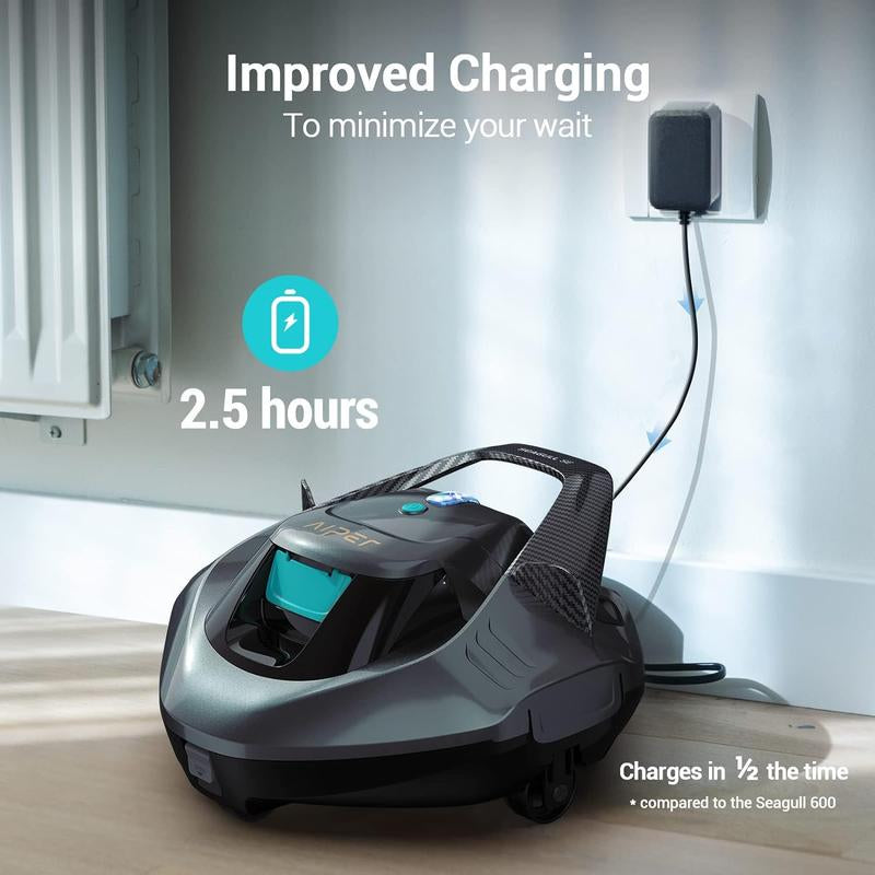 AIPER Cordless Robotic Pool Cleaner, Pool Vacuum with Dual-Drive Motors, Self-Parking Technology, Lightweight, Perfect for Above-Ground/In-Ground Flat Pools up to 40 Feet (Lasts 90 Mins)