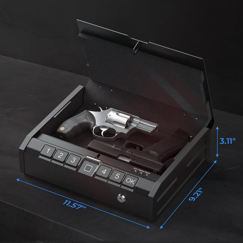 ONNAIS Gun Safe - Equipped with 3 Quick Access Methods, DOJ Certified, Anti-Pry Design, Durable Construction, Quick & Quiet Access