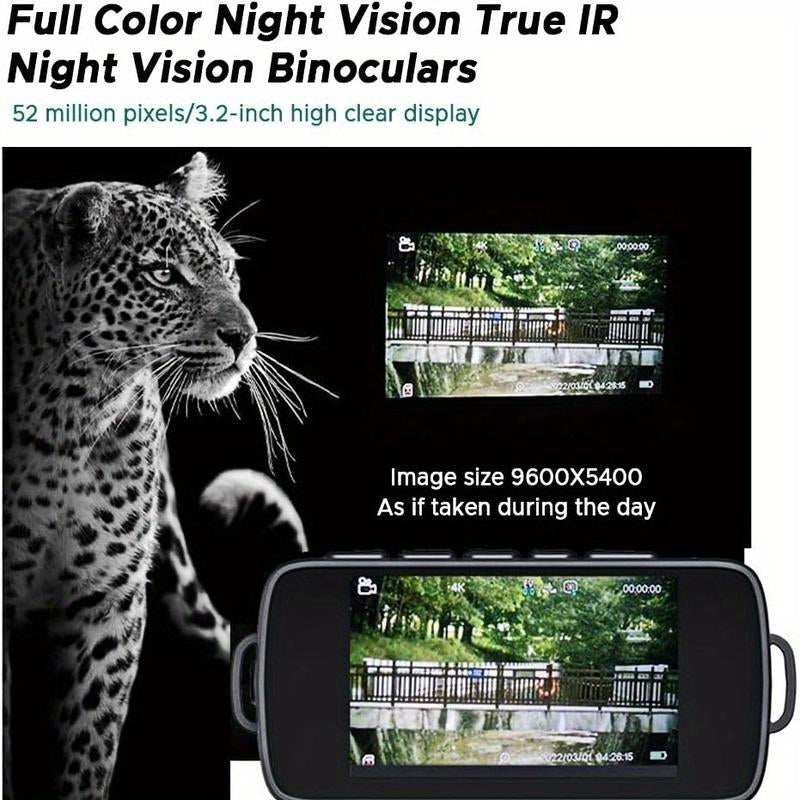 1080P Full-Color Dual Tube Night Vision Goggles with 800M Infrared Telescope, Ideal for Outdoor Camping and Exploration