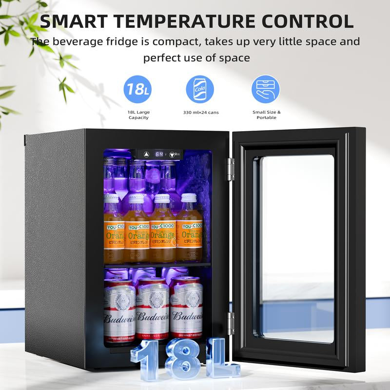 Antarctic Star Wine Cooler 0.6Cu. Ft. Freestanding Mini Fridge, 4-Bottle Red Wine with 6-Can Beverage Refrigerator, Quiet Compressor, LED Light and Display, 40-61 ℉, Black