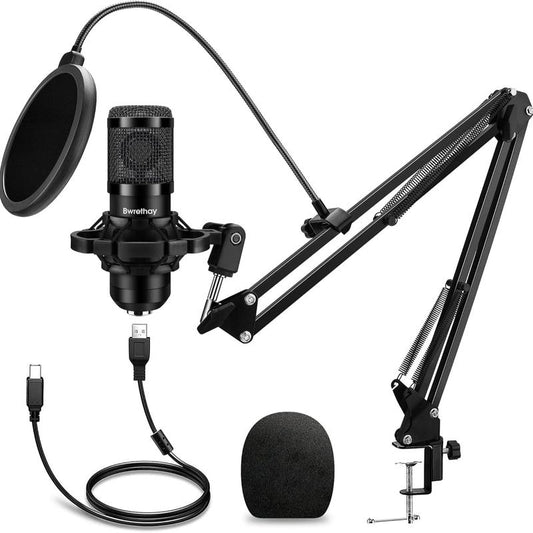 USB Gaming PC Microphone ,Professional Cardioid Plug & Play Mic Microphone Kit，With Advancedchipset,Computer Condenser Microphone,Tripod & Cantilever Mount & Type-C，Adapter, Gaming Streaming, Recording，Audio,Podcast, ,Singing，Video Accessories