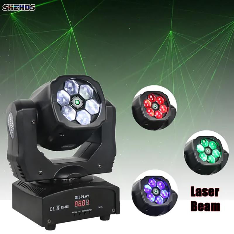 SHEHDS Beam Stage Light 6X15W RGBW Moving Head Light for DJ Disco Christmas Wedding Party DMX512