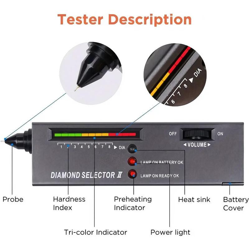 High Precision Diamond Tester Pen, Multifunctional Thermal Conductivity Meter, Portable Diamond Selector for Novices and Experts