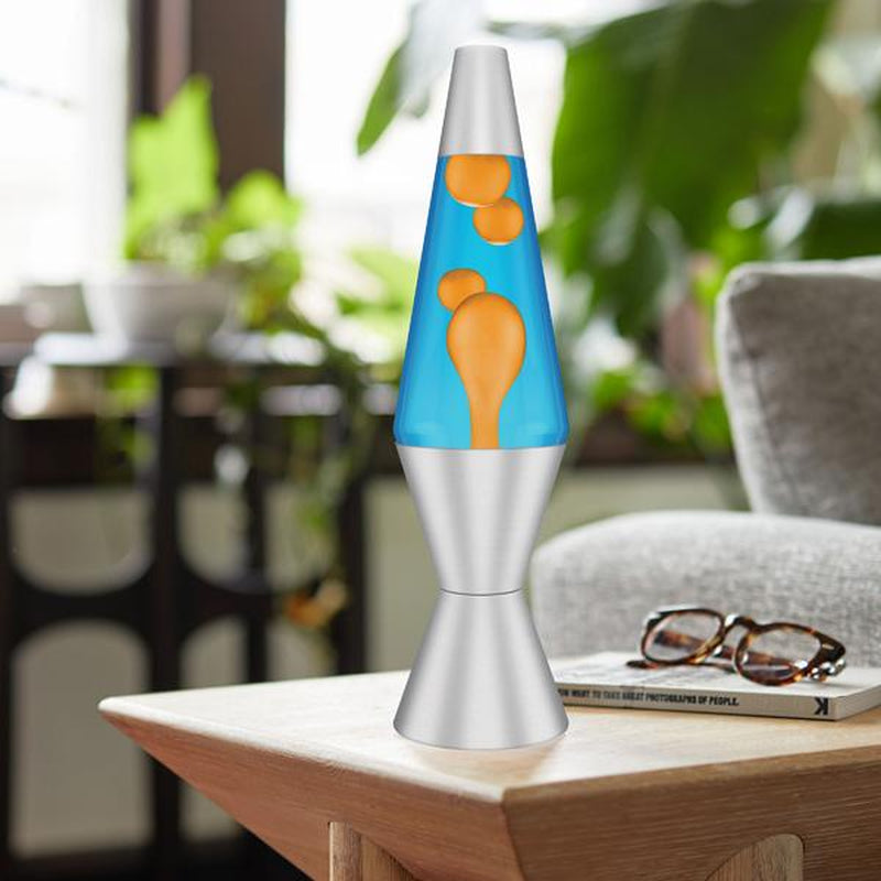 Lava Lamp - 14.5"- the Original Motion Lamp - Orange Lava and Blue Liquid with Silver Base - Item #2117