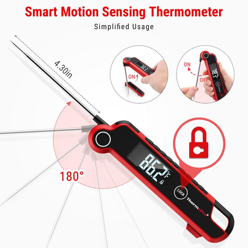 [Grill Gadget] Thermopro Instant Read Digital Meat Thermometer, Auto-Rotating Display, Waterproof Cooking Thermometer for BBQ, Grill, Kitchen