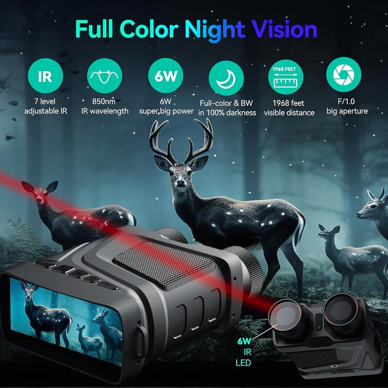 1080P Full-Color Dual Tube Night Vision Goggles with 800M Infrared Telescope, Ideal for Outdoor Camping and Exploration