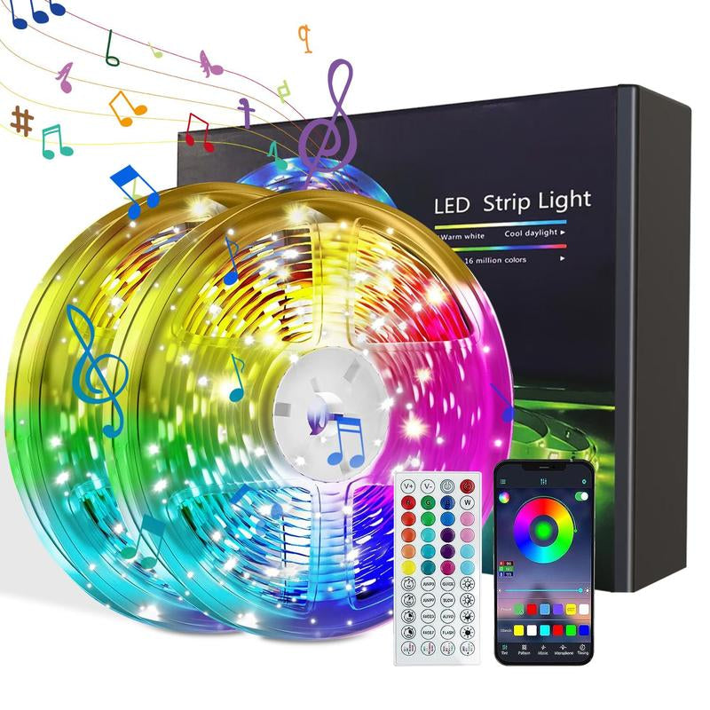 LED Strip Light, RGB Color Changing LED Light Strip with Remote Control, Music Sync LED Light Strip for Bedroom Kitchen Party