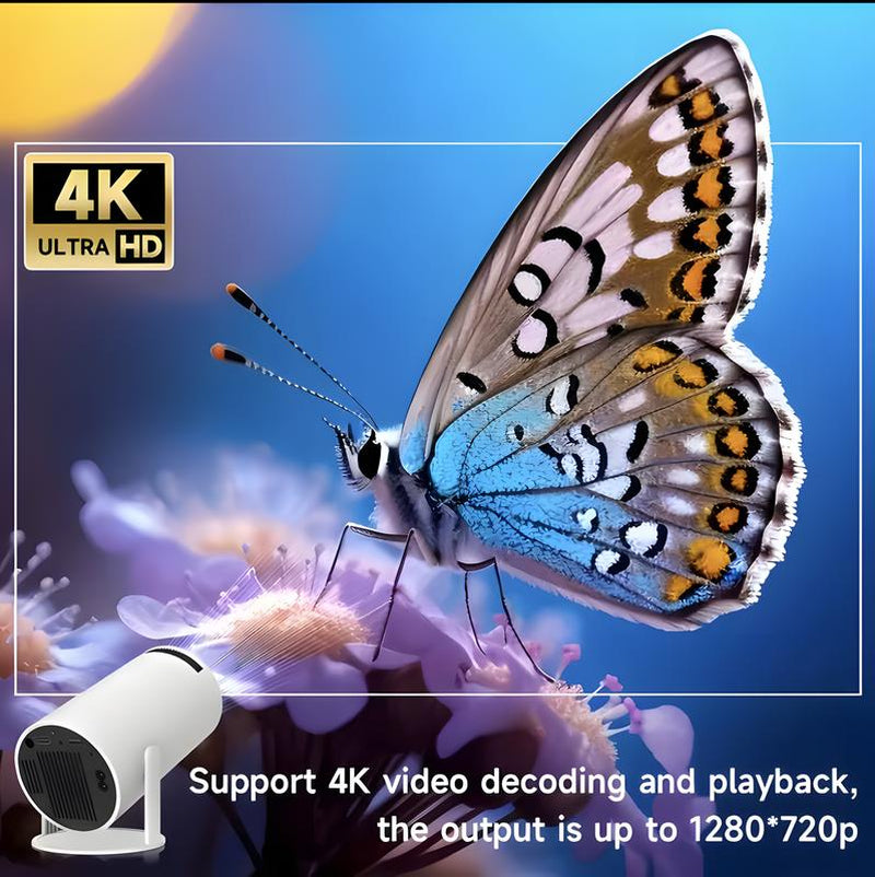 Haoye Portable Projector,Smart Projector,Android TV 11.0, Bluetooth 5.2, Wi-Fi 2.4G/5G, 200 Inch Screen, Portable Design for Home & Outdoor Use Audio