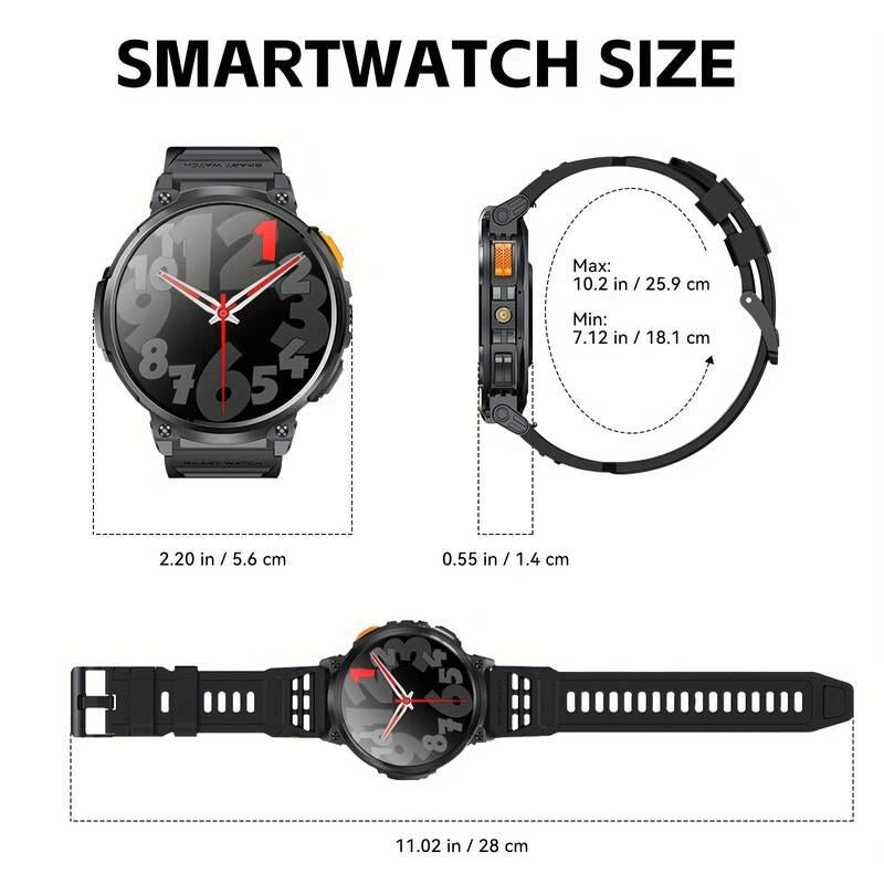 Smart Watch with LED Flashlight 1.85” Big Screen Rugged Smart Watch 730Mah Large Battery 114 Sports Modes Fitness Watch Heart Rate Sleep Tracker Tactical Smartwatch for Ios Android