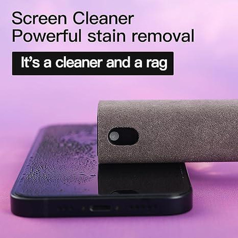 Touchscreen Screen Cleaner Kit - 2 Pcs, Phone, Tablet & Car Screen Cleaner, Two in One Spray & Microfiber Cloth (Grey & Pink)