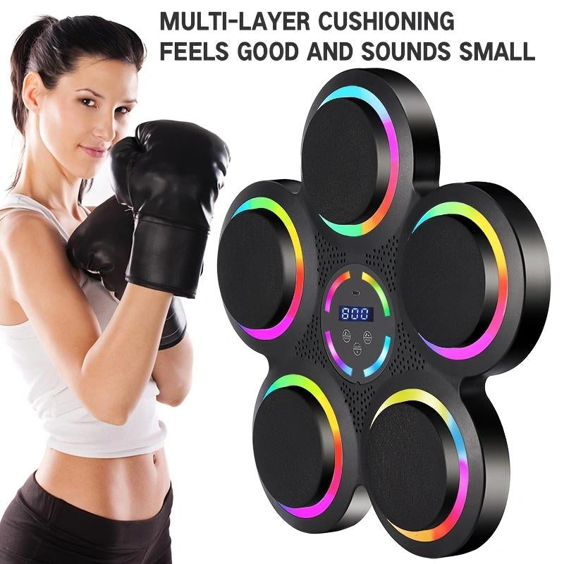 【 New Upgrade 】 Intelligent LED Music Boxing Machine with Boxing Gloves, Wall Mounted Home and Gym Exercise Boxing Equipment, Gift for Boys and Girls