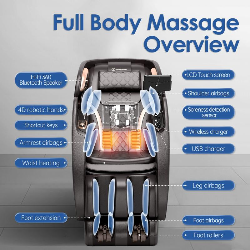 Real Relax Massage Chair PS6500 Zero Gravity Heated Massage Relieve Fatigue Comfort Relaxation with Bluetooth Audio Massage Recliner