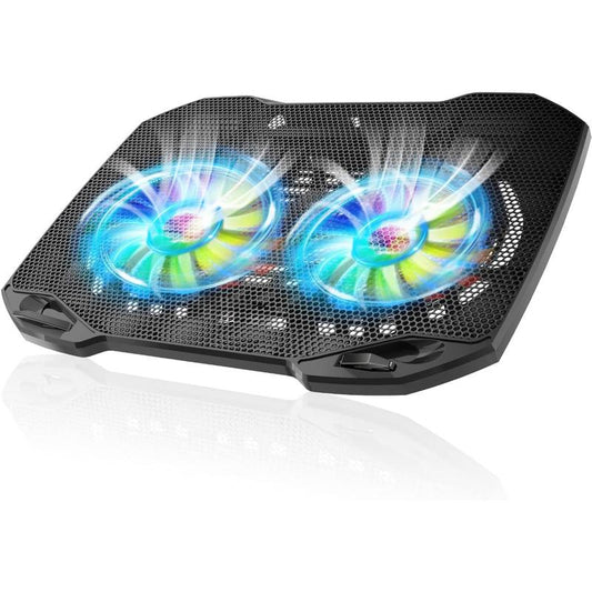 Laptop Cooling Pad, Gaming Laptop Cooler with 2 Quiet Big Fans, RGB 7 Color Light Change, Portable USB Laptop Stand 11 to 15.6 Inch, Slim and Easy Carry Working Study Outdoor Travel